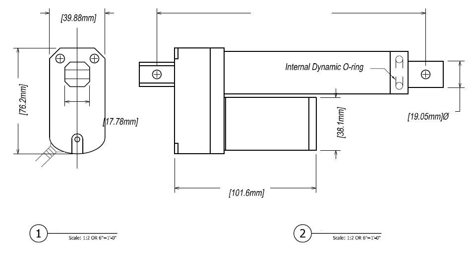 Актуатор серии 02DP-70-S-12 чертеж