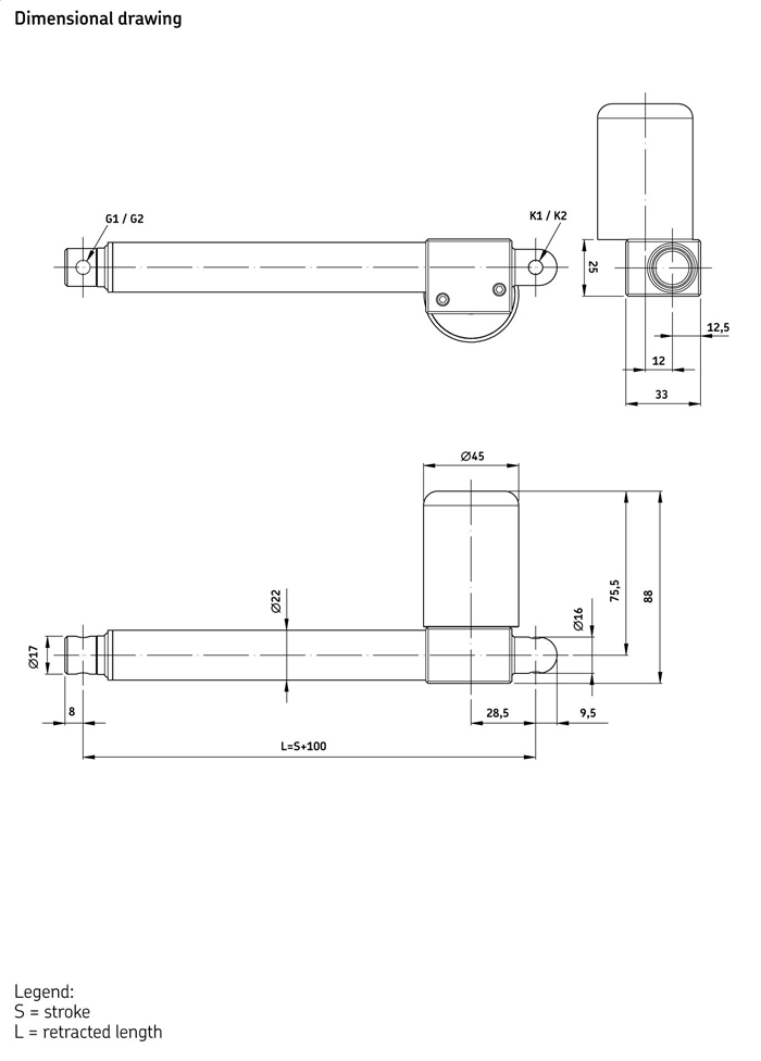 Чертеж актуатора 08XPR 21V Чертеж актуатора 08XPR 21V
